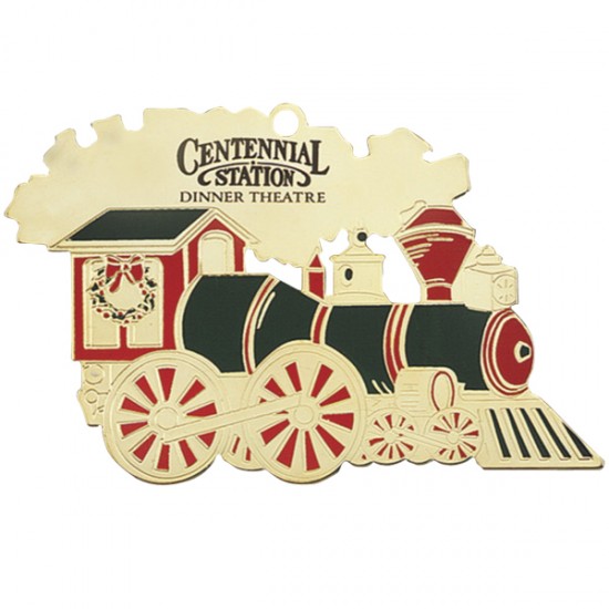 Custom Logo Train Festive Holiday Ornament with Color Trim
