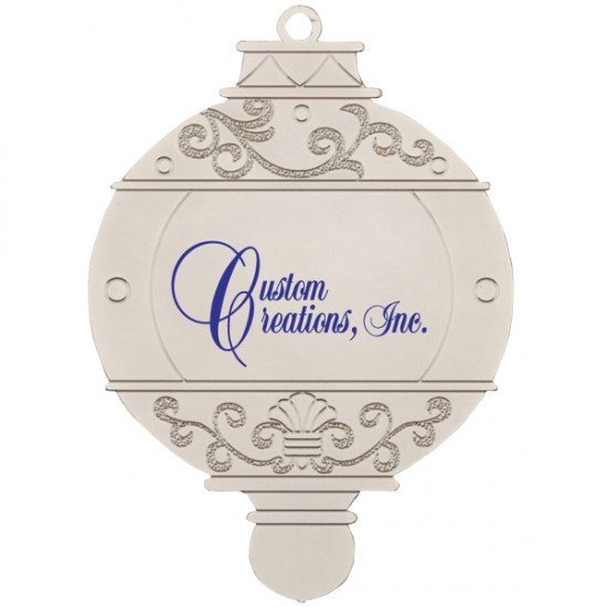 Custom Logo Silver Sculptured Bulb Ornament