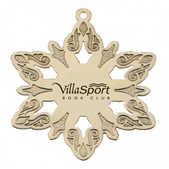 Custom Logo Snowflake Golden Holiday Ornament - 2 5/8"x3/4"