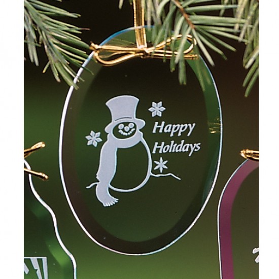 Custom Logo Beveled Jade Crystal Oval Ornaments