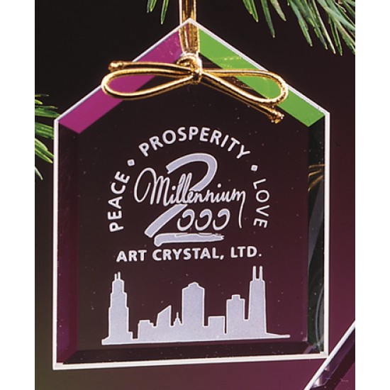 Custom Logo Beveled Clear Crystal House Ornament