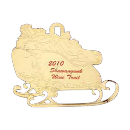 Custom Logo Sleigh Festive Holiday Ornament with Color Trim Custom Logo Sleigh Festive Holiday Ornament with Color Trim