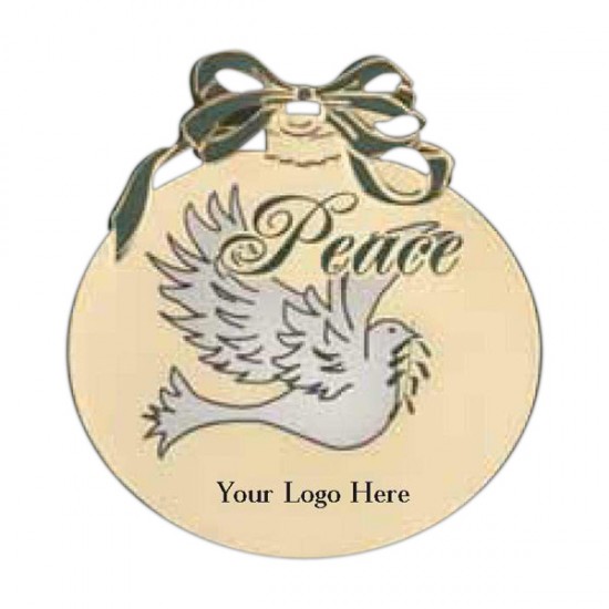 Custom Logo Christmas Ball Holiday Ornament with Dove & Color Trim