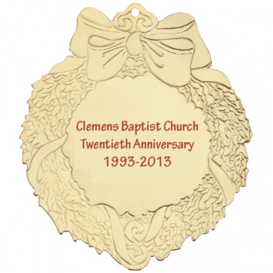 Custom Logo Wreath Golden Holiday Ornament