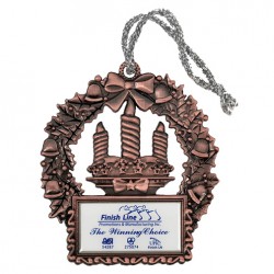 Custom Logo Zinc Alloy Wreath with Hanging Candles Ornament w/ Imprinted Logo