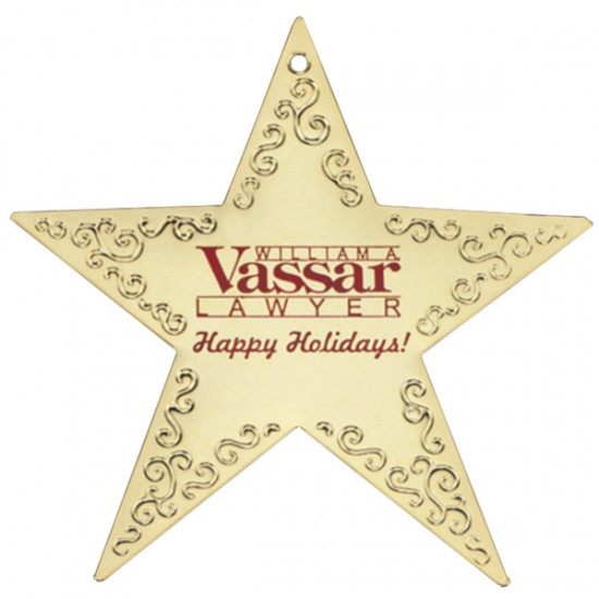 Custom Logo Gold Star Christmas Ornament