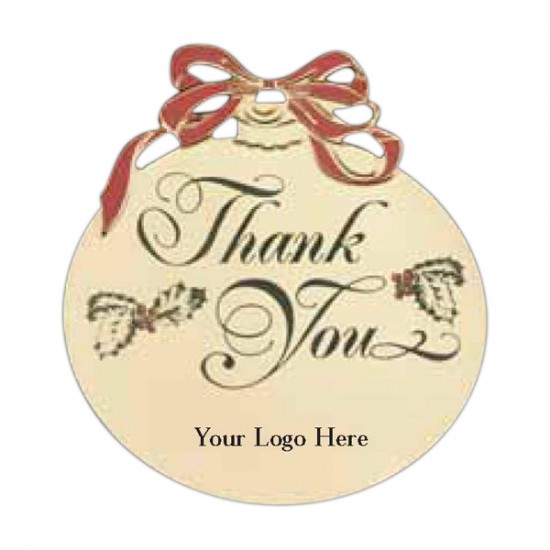 Custom Logo Christmas Ball Holiday Ornament with Thank You & Color Trim