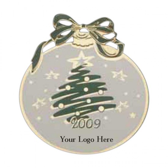 Custom Logo Christmas Ball Holiday Ornament with Tree & Color Trim