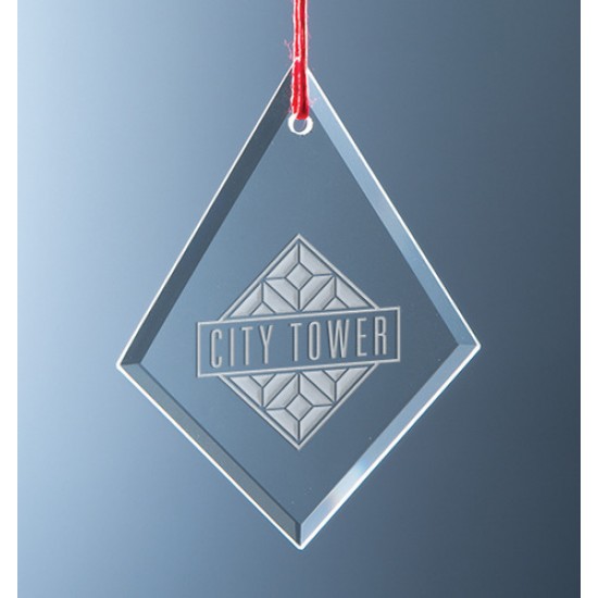 Custom Logo Festive Glass Clipped Diamond Ornament