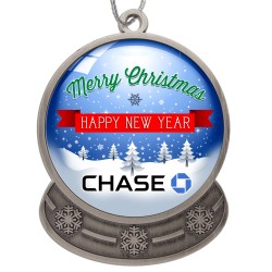 Custom Logo Antique Silver Finish Snow Globe Shape Ornament Custom Logo Antique Silver Finish Snow Globe Shape Ornament