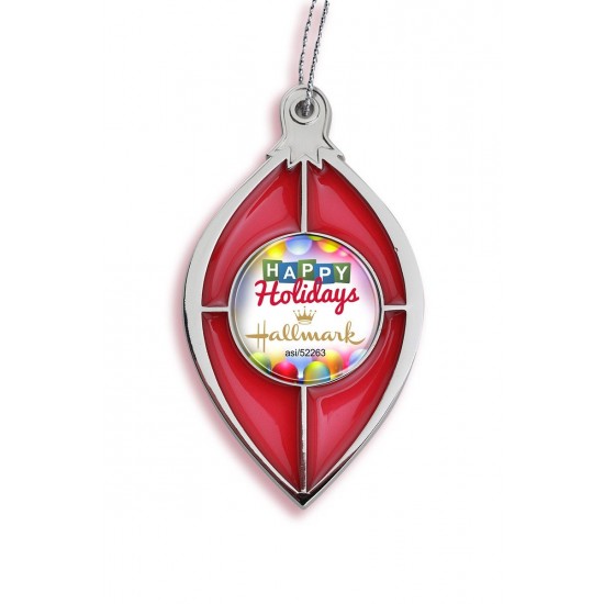 Custom Logo Red Stained Glass Effect Ornament