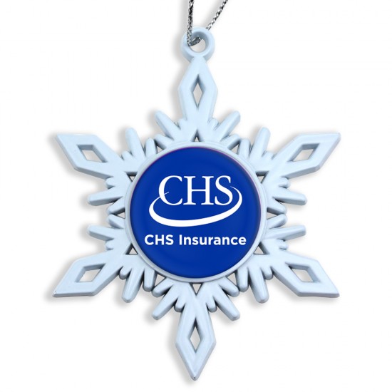 Custom Logo White Snowflake Ornament