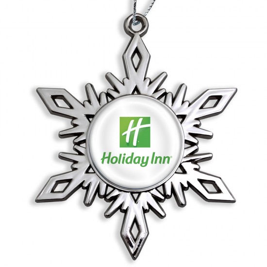 Custom Logo Bright Nickel Snowflake Ornament