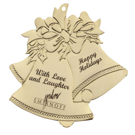 Custom Logo Holiday Bells Golden Holiday Ornament