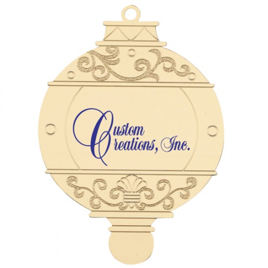Custom Logo Golden Holiday Bulb Ornament
