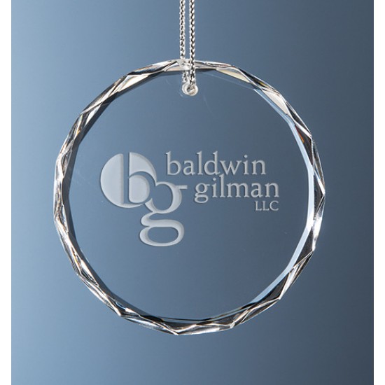 Custom Logo Round Faceted Ornament