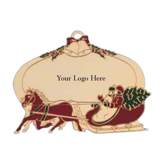 Custom Logo Horse & Sleigh Holiday Ornament