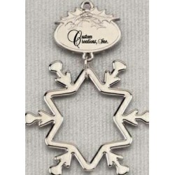 Custom Logo Snowflake Icon Holiday Ornament with Imprintable Plate