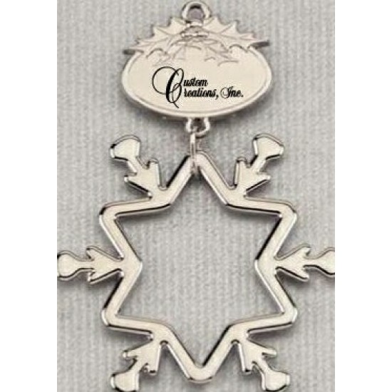 Custom Logo Snowflake Icon Holiday Ornament with Imprintable Plate