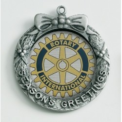 Custom Logo Design Seasons Greetings Wreath Cast Ornament w/ Silk Screened Plate