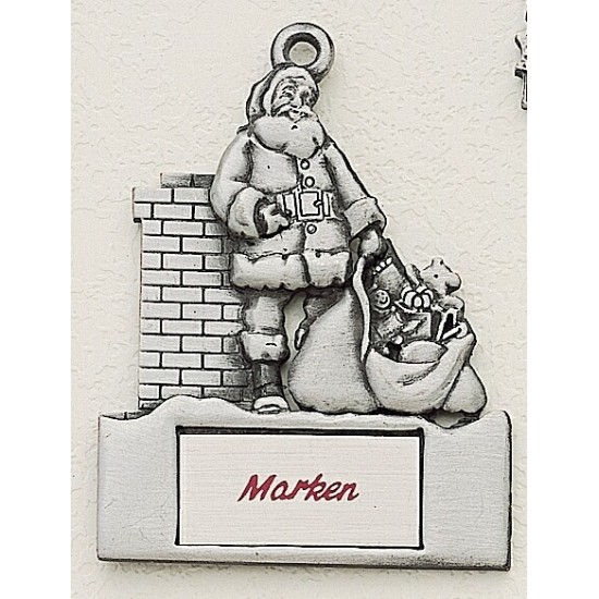 Custom Logo Design Rooftop Santa Cast Ornament w/ Silk Screened Plate