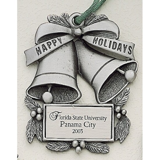 Custom Logo Design Bells Cast Ornament w/ Silk Screened Plate