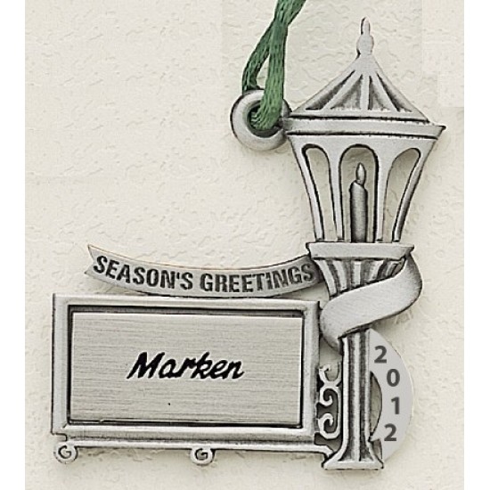 Custom Logo Design Lantern On Post (2015) Cast Ornament w/ Silk Screened Plate