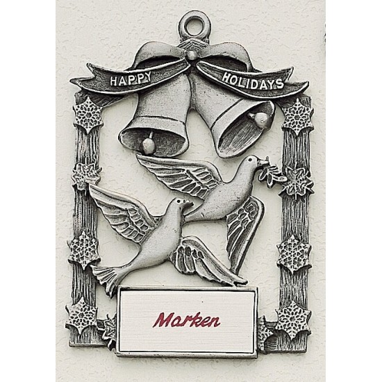 Custom Logo Design Doves Cast Ornament w/ Silk Screened Plate