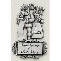 Custom Logo Design Santa & Mrs Claus Cast Ornament w/ Silk Screened Plate