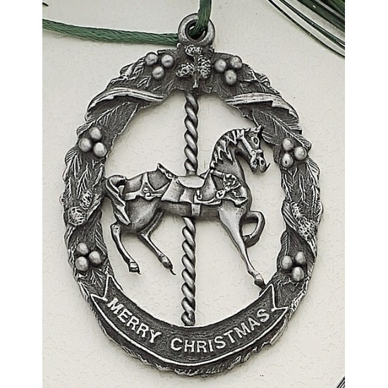 Custom Logo Design Carousel Horse Cast Ornament