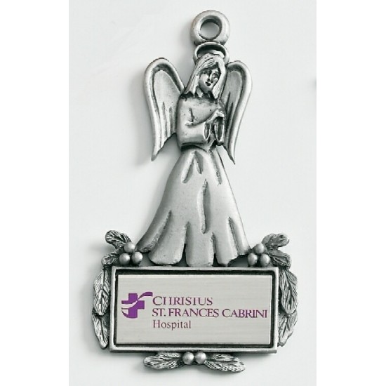 Custom Logo Design Angel Cast Ornament w/ Silk Screened Plate