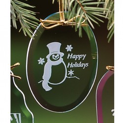 Custom Logo Beveled Jade Crystal Oval Ornaments