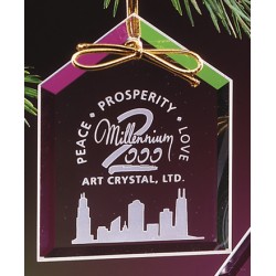 Custom Logo Beveled Clear Crystal House Ornament
