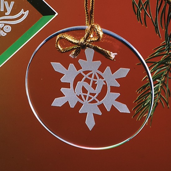 Custom Logo Beveled Clear Crystal Circle Ornament