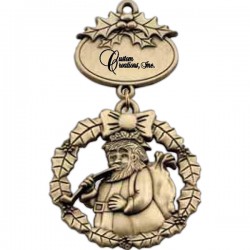 Custom Logo Wreath / Santa Holiday Ornament with Imprintable Plate