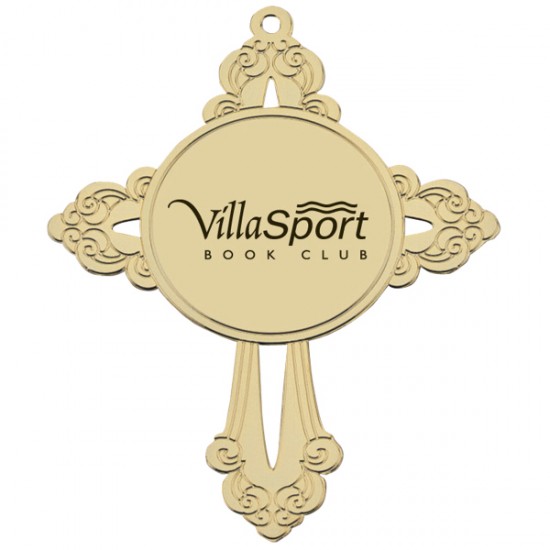 Custom Logo Cross Ornament with Inner Oval