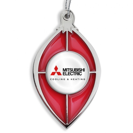 Custom Logo Red Stained Glass Effect Ornament