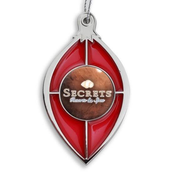 Custom Logo Red Stained Glass Effect Ornament