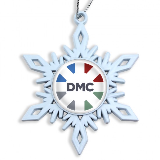 Custom Logo White Snowflake Ornament