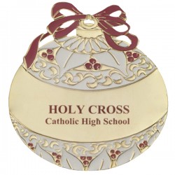 Custom Logo Holiday Ball with Scrolls Festive Holiday Ornament with Color Trim Custom Logo Holiday Ball with Scrolls Festive Holiday Ornament with Color Trim