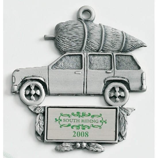 Custom Logo Marken Design Truck w/ Tree Cast Ornament w/ Silk Screened Plate