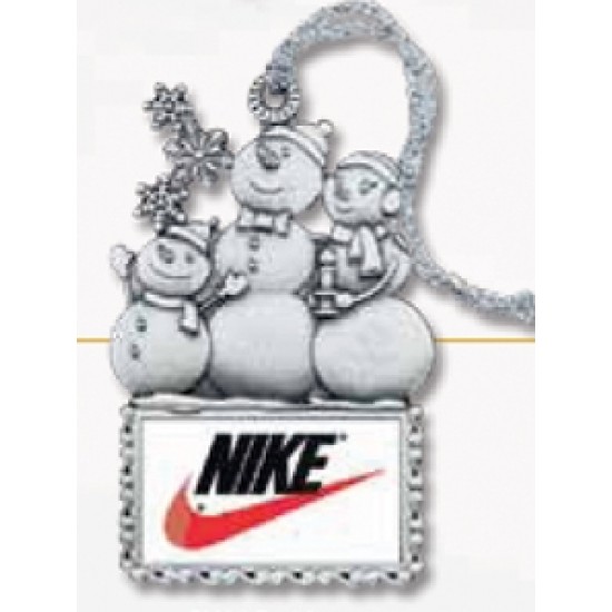 Custom Logo Solid Pewter Ornaments  - Snowman Family 