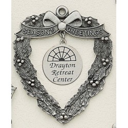 Custom Logo Design Heart Cast Ornament w/ Silk Screen Dangle