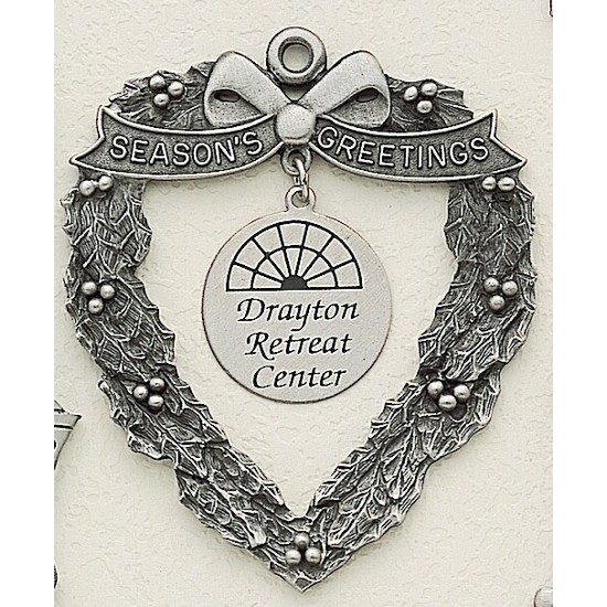 Custom Logo Design Heart Cast Ornament w/ Silk Screen Dangle