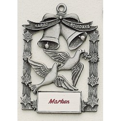 Custom Logo Design Doves Cast Ornament w/ Silk Screened Plate