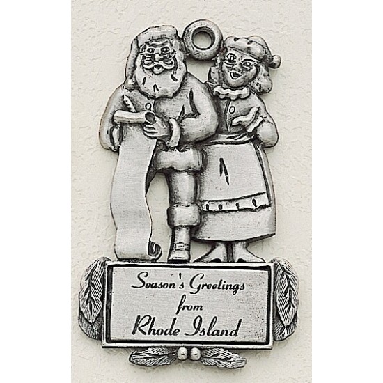 Custom Logo Design Santa & Mrs Claus Cast Ornament w/ Silk Screened Plate
