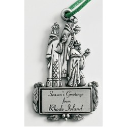 Custom Logo Design 3 Wise Men Cast Ornament w/ Silk Screened Plate